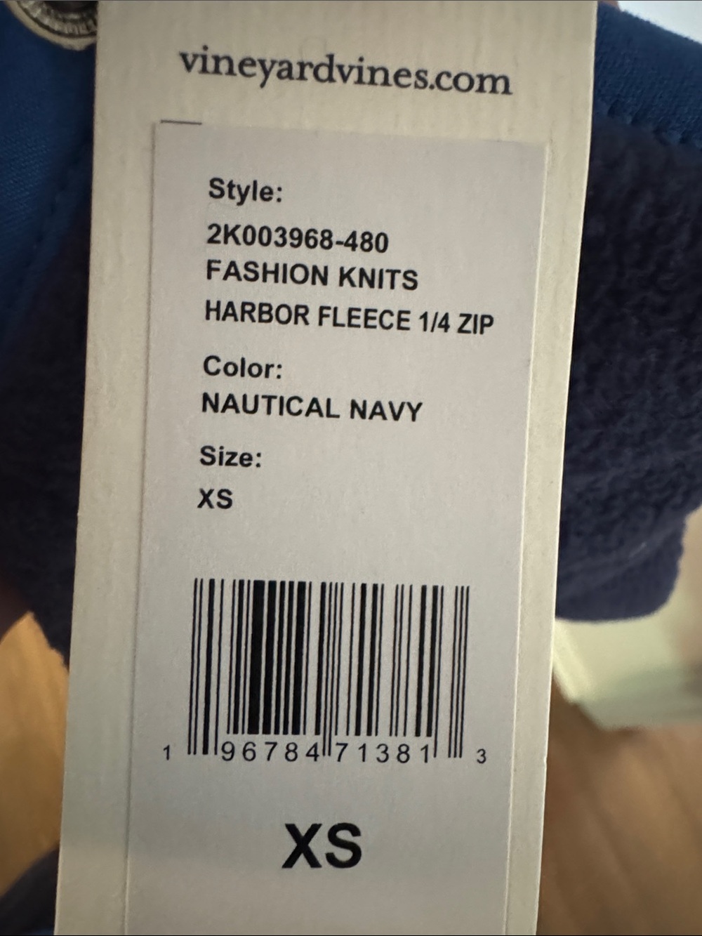 NWT Vineyard Vines Women’s XS Navy Zip-Up Fleece - Picture 4 of 4